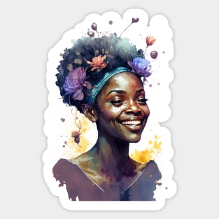 Watercolour print of a beautiful Black Queen Sticker